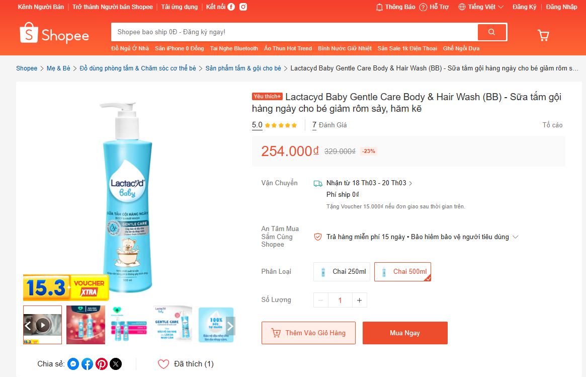 Giá Sữa tắm gội Lactacyd Gentle Care & Lactacyd BB&nbsp;tại Shopee