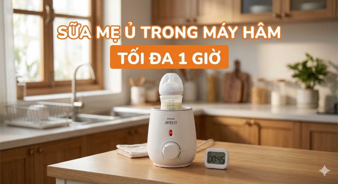 Sữa mẹ ủ trong máy hâm được bao lâu