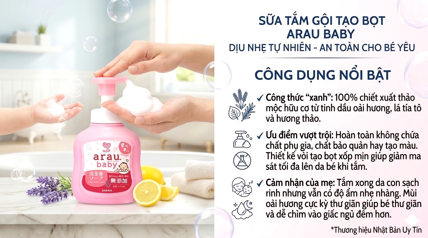 Sữa tắm gội Arau Baby (Nhật Bản)