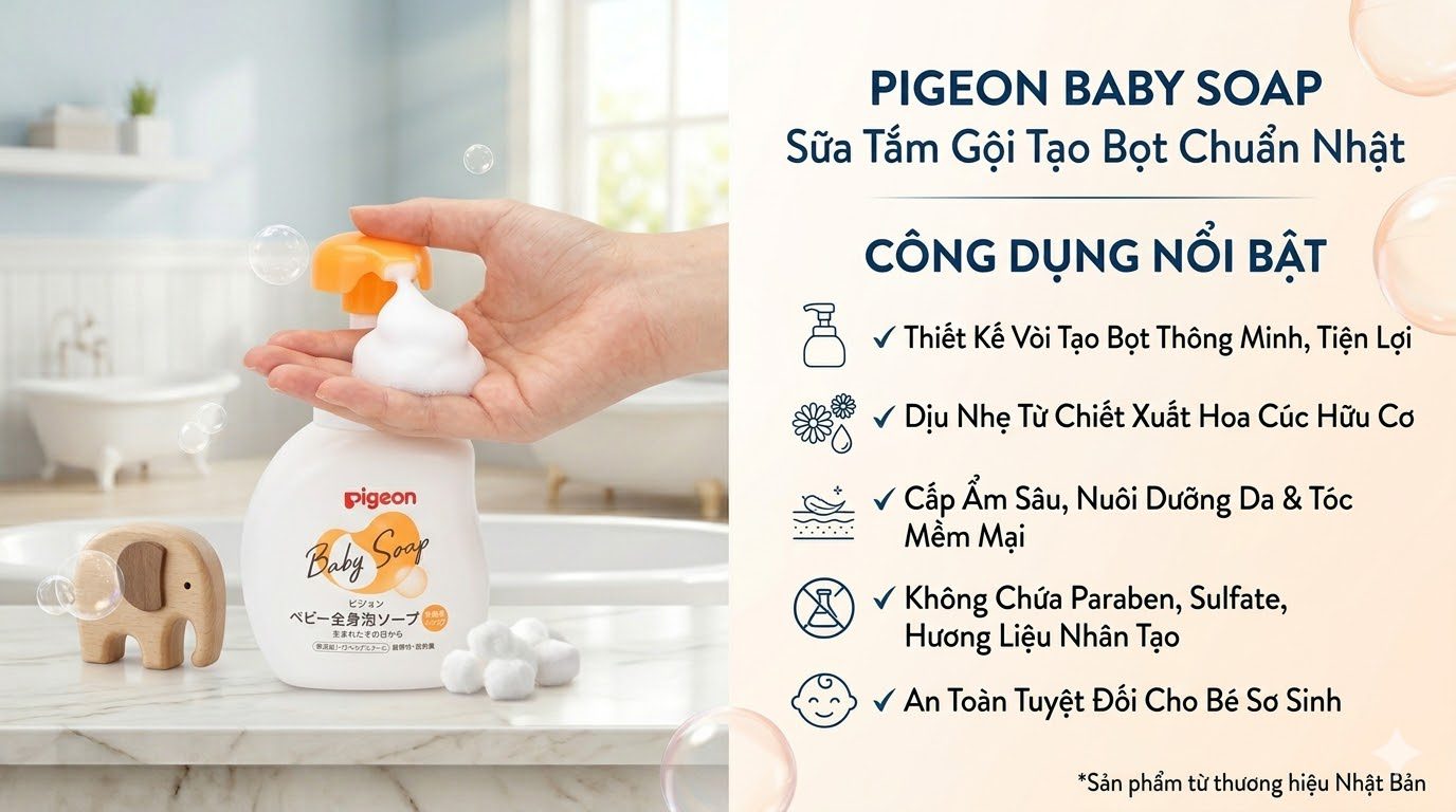 Sữa tắm gội tạo bọt Pigeon