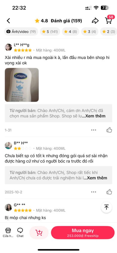 Đánh giá sữa tắm Cetaphil cho bé từ hàng ngàn mẹ bỉm trên TikTok Shop Mall 9