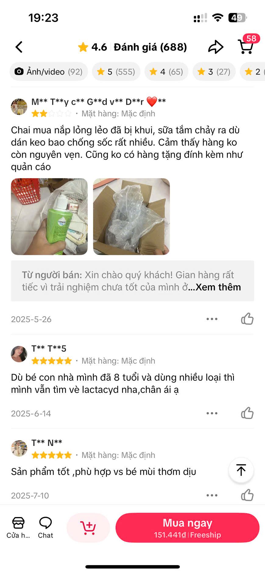 Tổng hợp đánh giá các bình luận của người mua về sữa tắm lactacyd trị rôm sảy cho bé 8