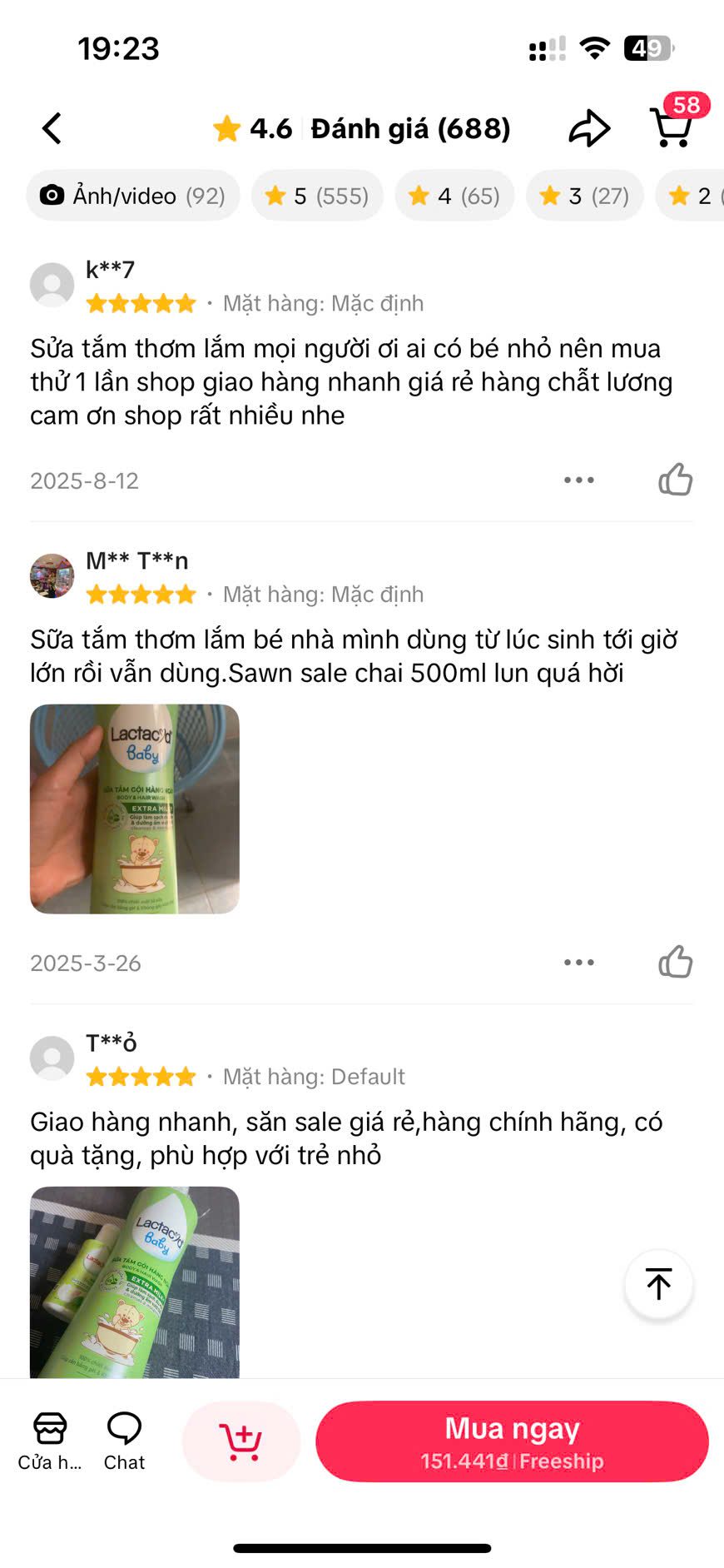 Tổng hợp đánh giá các bình luận của người mua về sữa tắm lactacyd trị rôm sảy cho bé 3